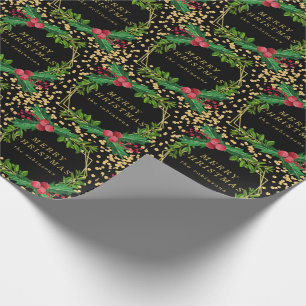 Papier Cadeau Parties scintillant Gold Black Family Joyeux Noël