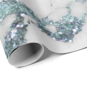 Papier Cadeau Parties scintillant gris aquatique Bleu Marbre bri