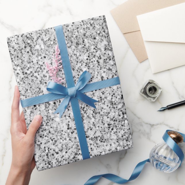 Papier Cadeau Parties scintillant gris argenté brillant noir bla (Cadeaux)