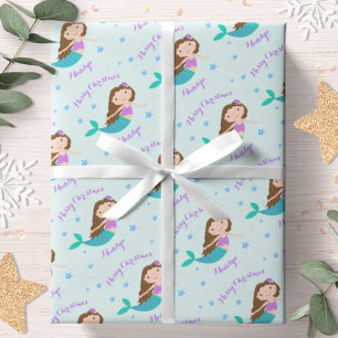Papier Cadeau Parties scintillant mauve de Noël de sirène Person