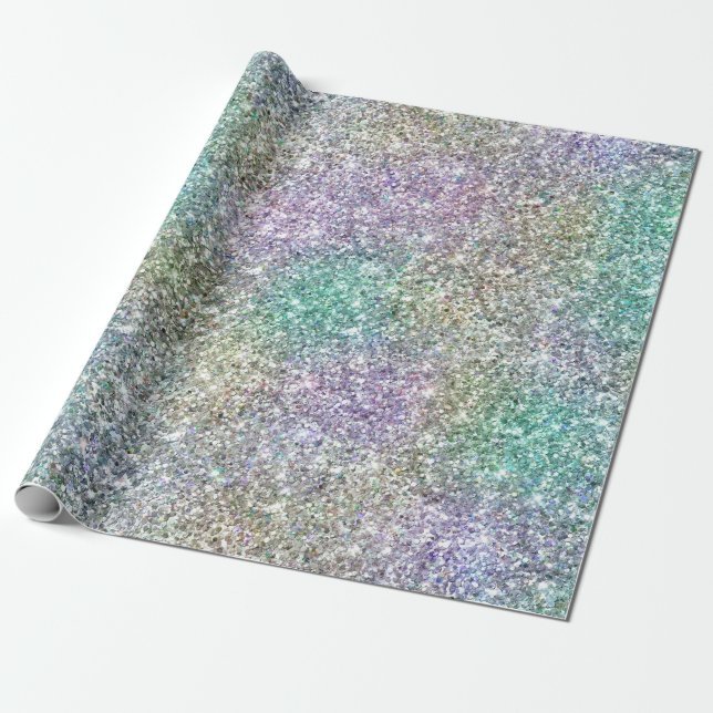 Papier Cadeau Parties scintillant Mint Gold Purple (Déroulé)