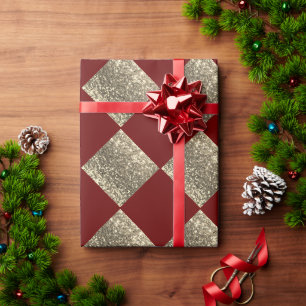 Papier Cadeau Parties scintillant or métal rouge Abstrait chic