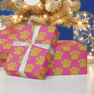Papier Cadeau Parties scintillant Or mignonne Empreintes de patt