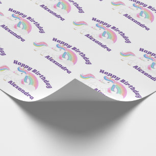 Papier Cadeau Parties scintillant Rainbow Unicorn Anniversaire e