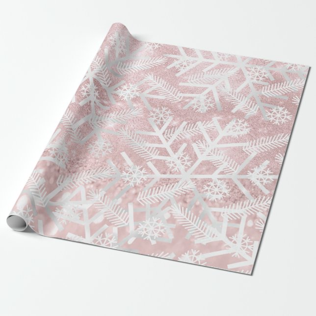 Papier Cadeau Parties scintillant rose blanche Noël Fête Flambea (Déroulé)