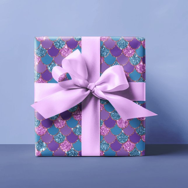 Papier Cadeau Parties scintillant rose bleu étincelante  sirène  (Créateur téléchargé)