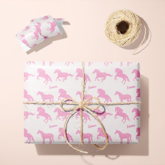 Papier Cadeau Parties scintillant rose Cheval Motif Petite fille