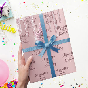 Papier Cadeau Parties scintillant rose d'anniversaire gouttes ro