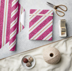 Papier Cadeau Parties scintillant rose et ligne or conception pa
