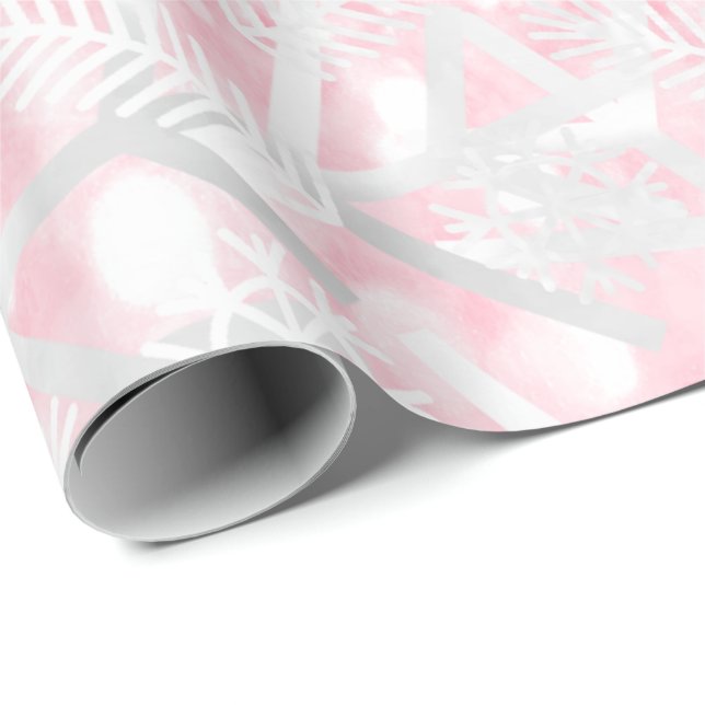 Papier Cadeau Parties scintillant rose Grey Noël Fête Flambeau d (Coin rond)
