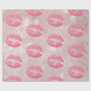 Papier Cadeau Parties scintillant rose lèvres et Rose Gold Tropi