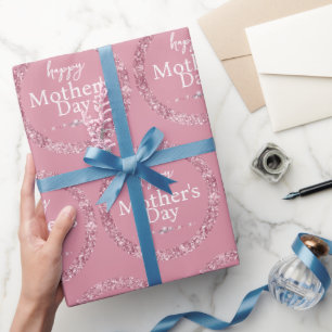 Papier Cadeau Parties scintillant rose pâle et diamants Bonne fê