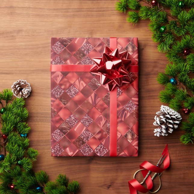 Papier Cadeau Parties scintillant rouge Métallo brillant Noël de (Cadeau de vacances)
