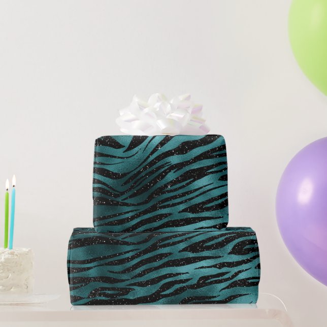 Papier Cadeau Parties scintillant turquoise et noire Ombre Glam  (Cadeaux de fête)