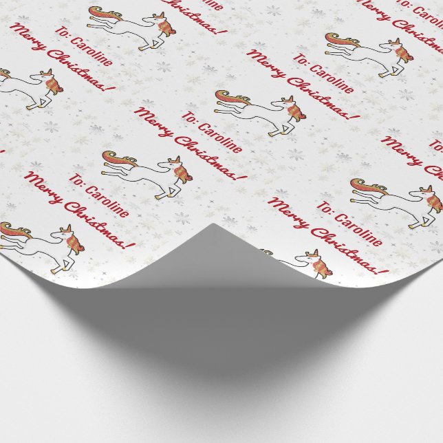 Papier Cadeau Parties scintillant Unicorne moderne Snowflakes No (Coin)