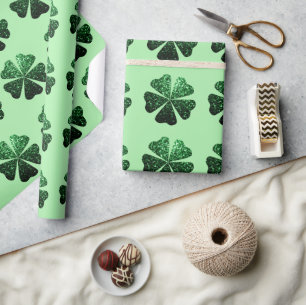 Papier Cadeau Parties scintillant vert foncé brillant Shamrock C