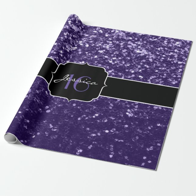 Papier Cadeau Parties scintillant violet foncé ultra violet bril (Déroulé)