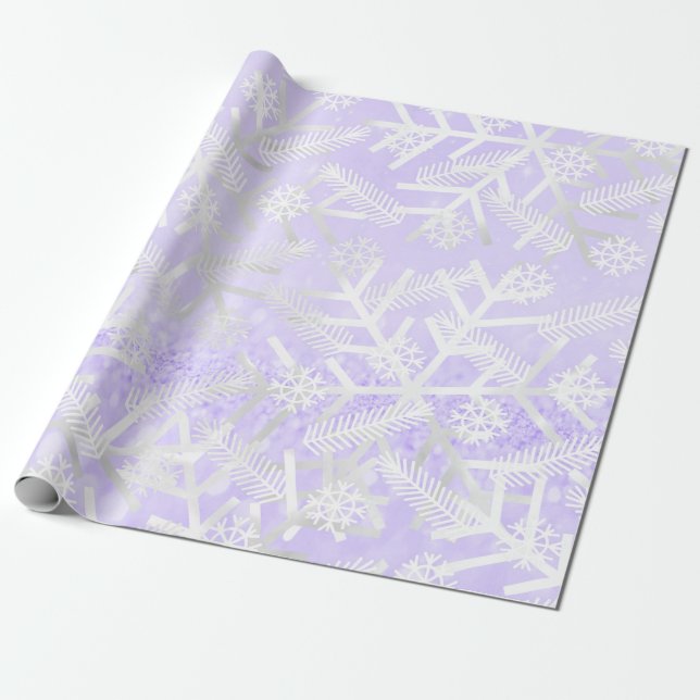 Papier Cadeau Parties scintillant violet Noël Flambeilles de nei (Déroulé)