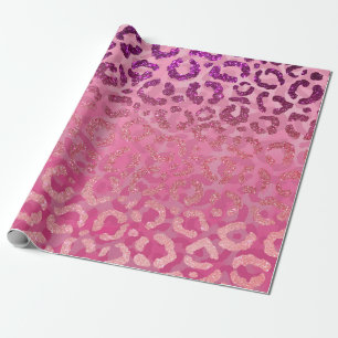 Papier Cadeau Parties scintillant violet rose léopard Poster de 