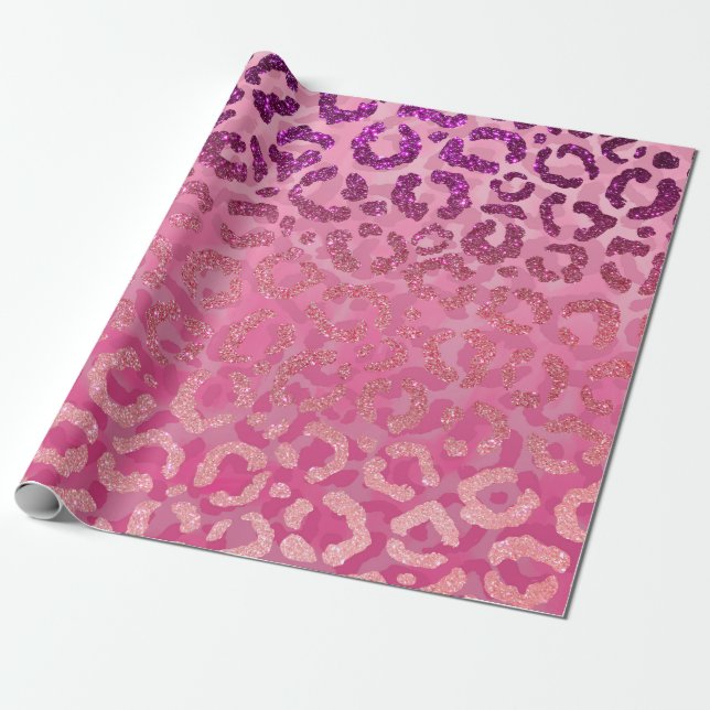Papier Cadeau Parties scintillant violet rose léopard Poster de  (Déroulé)