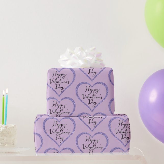 Papier Cadeau Parties scintillant violet Script romantique Saint (Cadeaux de fête)