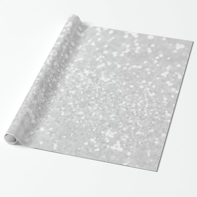 Papier Cadeau parties scintillantes blanches de Faux de charme (Déroulé)