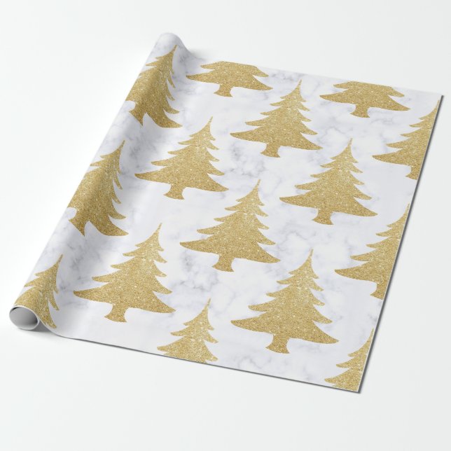 Papier Cadeau Parties scintillantes élégantes d'or et arbre de (Déroulé)