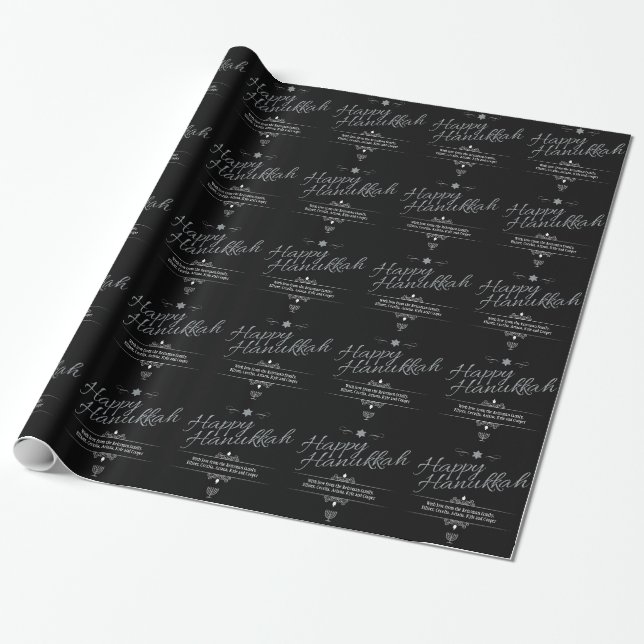 Papier Cadeau Parties scintillantes Hanoukka de Faux (Déroulé)