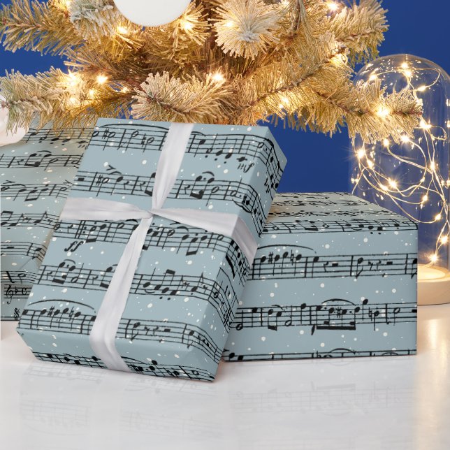 Papier Cadeau Partition sur les flocons de neige (Vacances)