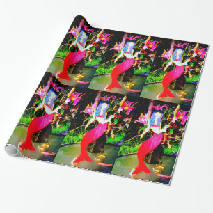 Papier Cadeau partying rouge de sirènes
