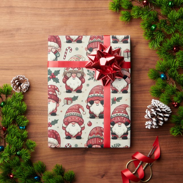 Papier Cadeau Pas De Peeking Illustré Gnome Vacances Enveloppeme (Cadeau de vacances)