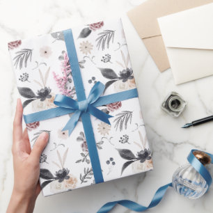 Papier Cadeau Pastel Aquarelle Coloré Rose Gris Feuille