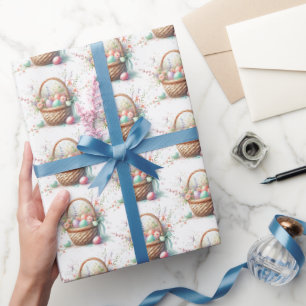 Papier Cadeau Pastel Aquarelle Pâques Papier à envelopper