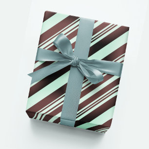 Papier Cadeau Pastel Baby Blue Espresso Brown Stripe Modern Boho