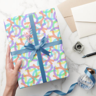 Papier Cadeau Pastel Bleu Jaune Rose Art Abstrait Vibes joyeuses