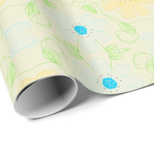 Papier cadeau Pastel Blue and Yellow Floral Design