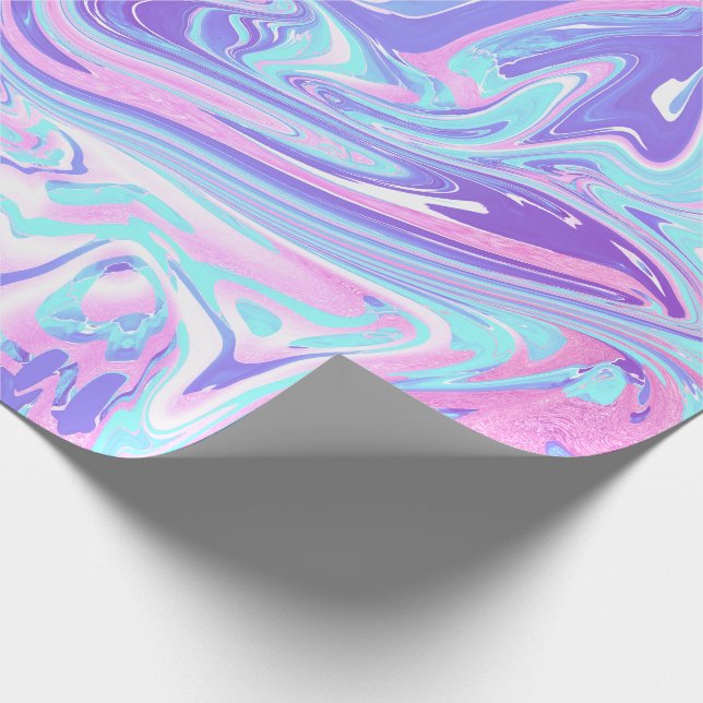 Papier Cadeau Pastel Blue & Purple Marble Texture liquide (Coin)