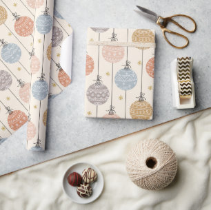 Papier Cadeau Pastel Chaîne d'ornements Noël