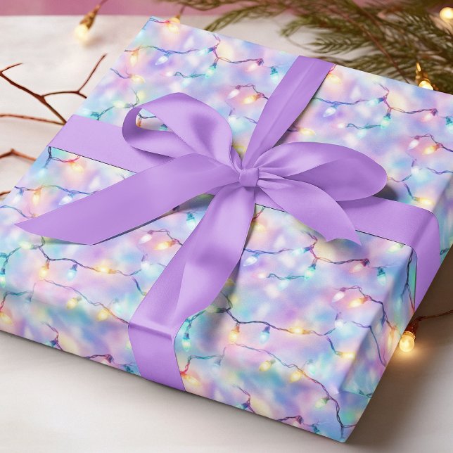 Papier Cadeau Pastel Christmas Lights Festive Vacances Modernes (Créateur téléchargé)