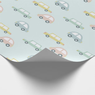 Papier Cadeau Pastel Color Car Motif bleu