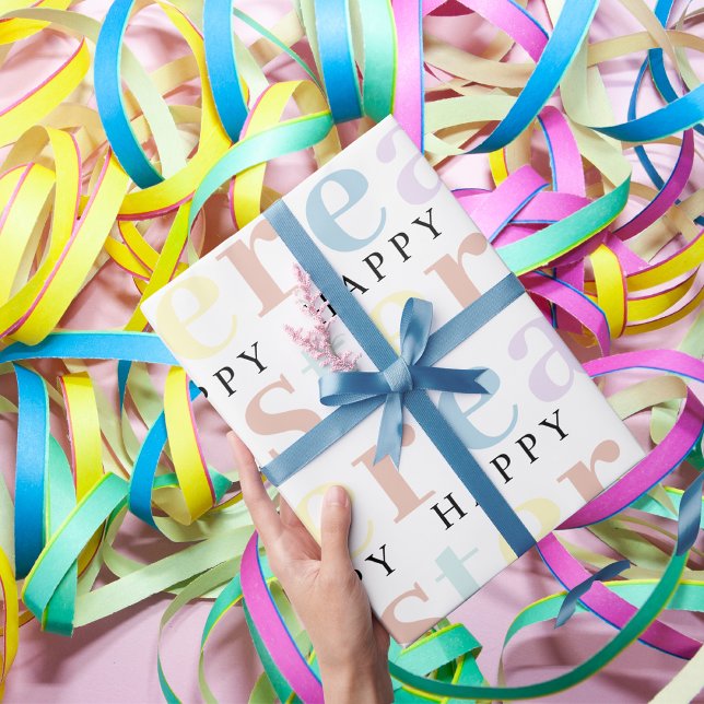 Papier Cadeau Pastel coloré moderne Joyeux Pâques (Créateur téléchargé)