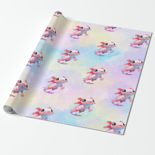Papier Cadeau Pastel coloré Rainbow Axolotl