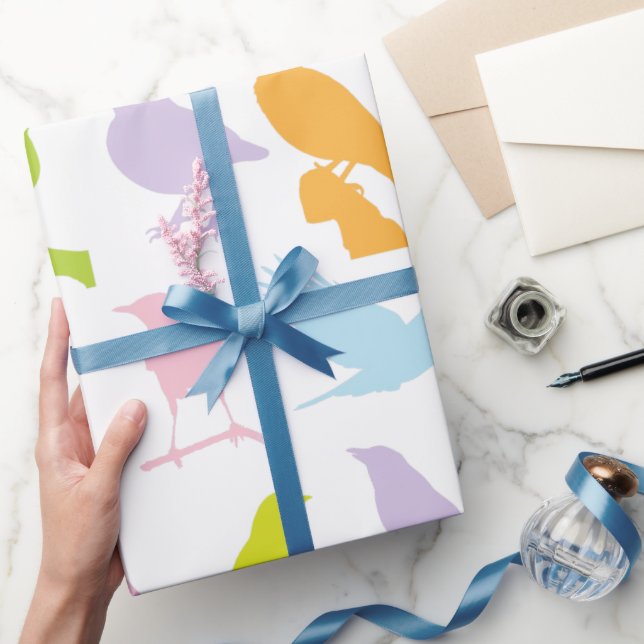 Papier Cadeau Pastel Coloured Variété d'oiseaux Motif (Cadeaux)