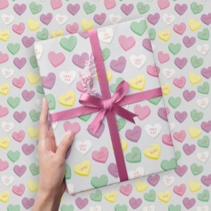 Papier Cadeau Pastel Conversation Personnalisée Candy Coeurs Env
