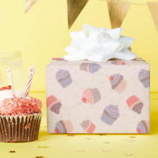 Papier Cadeau Pastel Cupcake Confetti Papier d'enveloppement d'a