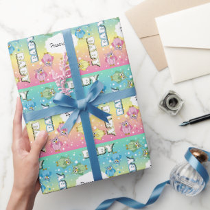 Papier Cadeau Pastel Cute Bébé Polka Dot 🦉 Chouettes