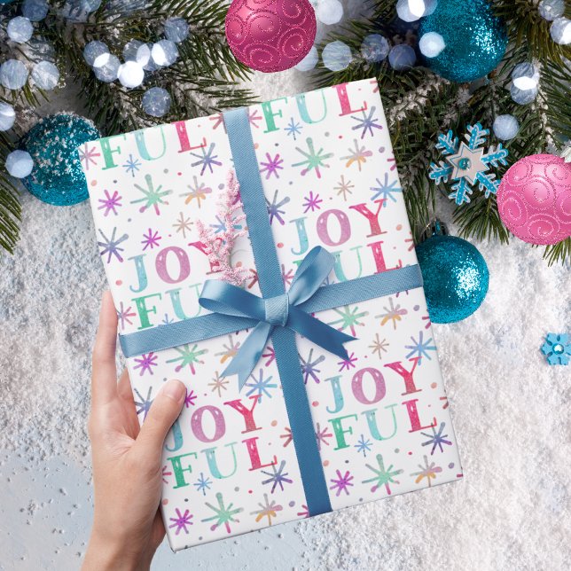 Papier Cadeau Pastel de l'Aquarelle JOYFUL de Noël (Créateur téléchargé)