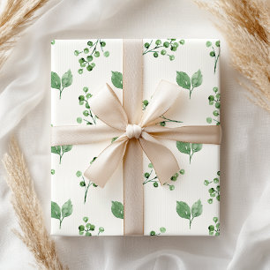 Papier Cadeau Pastel Green Spring Feuilles Florales