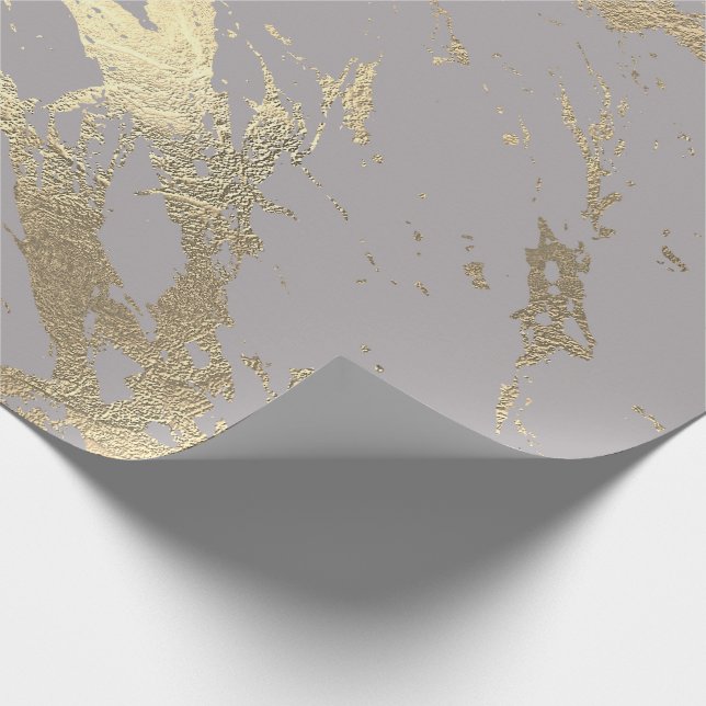 Papier Cadeau Pastel Grey Abstrait Foxier Gold Marbre brillant (Coin)