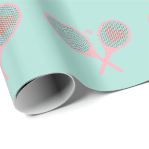 Papier Cadeau Pastel Heart Tennis Lecteur Racquettes Ball Design
